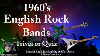 English Rock Bands of the 1960's Interactive Trivia Questions or Quiz Thumbnail Image