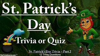 St. Patrick's Day Interactive Trivia Questions or Quiz Thumbnail Image