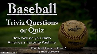 Baseball Interactive Trivia Questions or Quiz Thumbnail Image