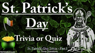 St. Patricks Day Holiday Trivia Questions or Quiz Thumbnail Image